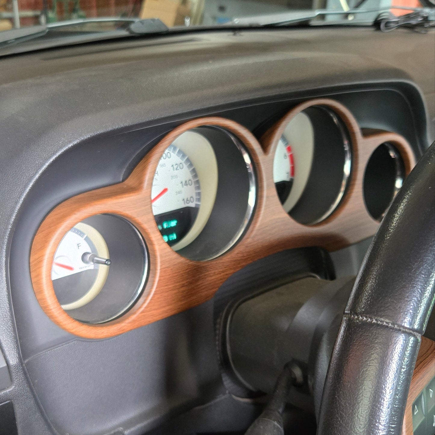 2011-2014 Dodge Challenger Wood Grain Interior Gauge Cluster